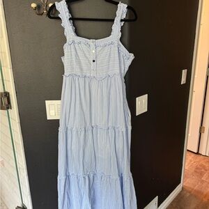 Maternity Nom Brand Blue and White Striped Maxi Dress